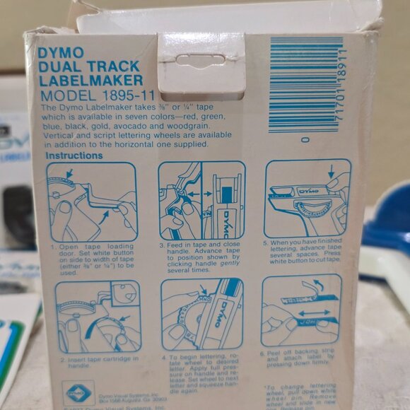Vintage Dymo Dual Track Label Maker 1895-11 + 8 NIP 7291-09 Labeling Tape Black - Picture 6 of 16